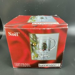 Luminarc Noel 10oz Pedestal Footed Glasses Cups Set 4 New In Box Vintage Decor