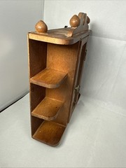Vintage Miniture Wood Footed Curio Cabinet, with 3 Shelves 8.5″x7″x2″