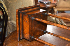 Neoclassical Wooden Walnut Burl & Bronze Pedestal Stand Tall 43 1/2 in