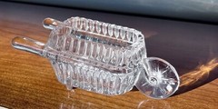 Vintage Princess House Lead Crystal Wheelbarrow Trinket Candy Dish Germany 5”