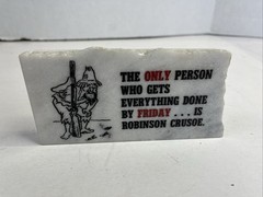 Marble Stone Plaque With Friday Robinson Crusoe Saying Vintage C C