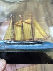 Vintage 3 Masted Schooner Ships In A Bottle Impressed Cork Seal John Madison