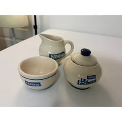 vtg. NESTLE La Lechera Creamer, sugar bowl and mixing bowl set