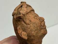 AMAZING LARGE PRE-COLUMBIAN HUMAN HEAD EFFIGY POTTERY BOTTLE / JAR, MEXICO