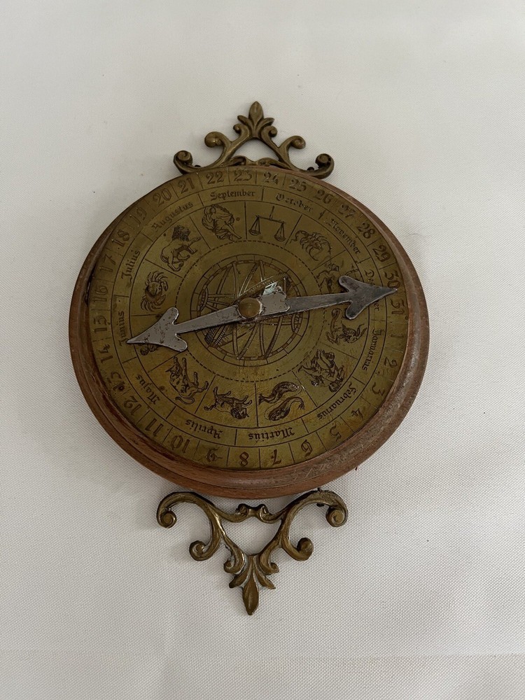 Antique Calendar Astrological Art Horoscope Wall Hanging Decor Broken ***