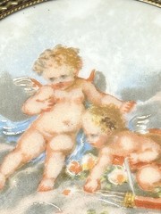 Antique Limoges France Hand Painted Playing Cherubs On Porcelain (LOT OF 2)