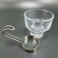 Vintage Espresso Coffee Cups Mugs Glass Steel Handles Clear Glass Small Cups VTG