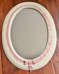 VTG Burwood Home Interiors Faux Wicker w/ Pink Bows Plastic Wall Decor~10 Pieces
