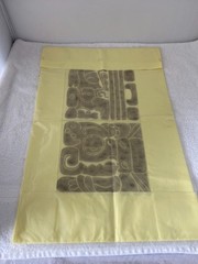 Vintage Mayan Date Glyphs Hieroglyph Ink Rubbing Fabric Yellow Cloth Guatemala