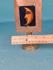 Copper Bella Luz Studios Luminette Nighlight Cover on a Brass Candlestick 7.25″