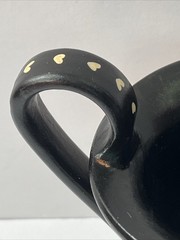 Vintage Greek Double Handled Terracotta Kantharos Vase Signed 5″H Hand Painted