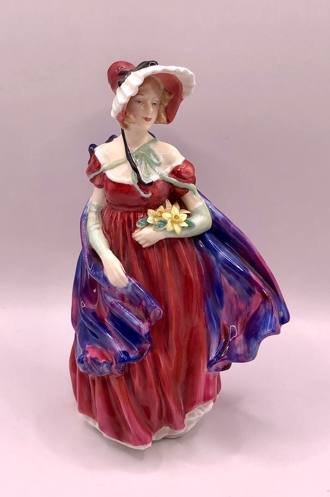 Vtg Royal Doulton Figurine Lady April HN 1958 Bone China England 7″ Pink Purple