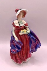 Vtg Royal Doulton Figurine Lady April HN 1958 Bone China England 7″ Pink Purple