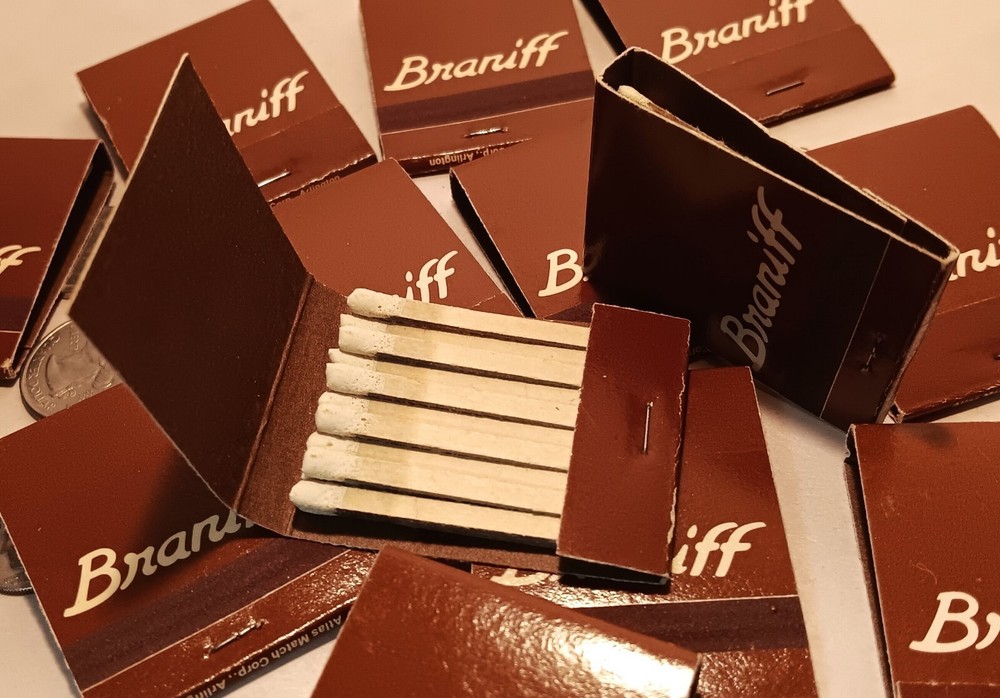 20 BRANIFF AIRWAYS 1928-82 matchbook lot vtg aviation airplane jet airline sign