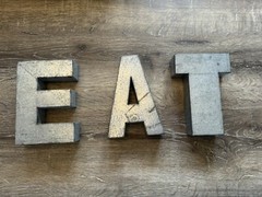 Vintage Tin Letters EAT E A T Approx 7″ x 5″ Wall Hanging Deco