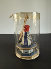 VINTAGE WOOD & HARD PLASTIC BLUE HAND-CRAFTED WINDMILL – MADE IN HOLLAND