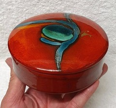 🔶️RETRO VINTAGE SPACE AGE POOLE POTTERY VOLCANO LIDDED BOWL MOD MCM POP ATOMIC
