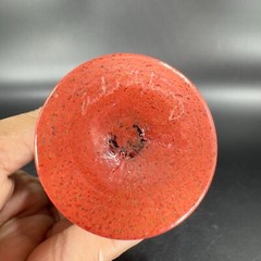 Hand Blown Studio Art Glass Vase Halloween Decor Artist Signed Red Black Spider