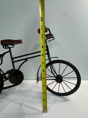 Large 19″ L Collectible Wooden & Wrought Iron Bicycle Model Black Vtg WORKS!