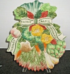 Fitz & Floyd Herb Garden Thyme Basil Oregano Parsley Canape Plate 1996
