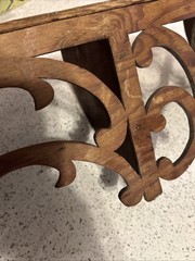 Vtg /Antique Handmade Corner Wall Shelf Wood Three Tier Scroll Hanging 29”