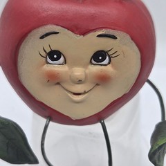 VTG Collections Etc Anthropomorphic Red Apple Resin Shelf Sitter Wire Limbs