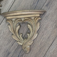 VTG Gold Sconces Wood French Style Heavy Plates Candles Decorative Items Indoor