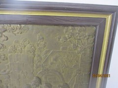 Hammered Copper Framed Wood Ornate Wall Decor Plaque Bas Relief Lovely Breughel