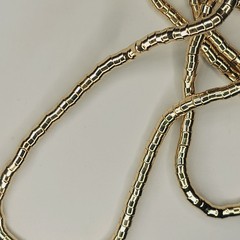 48″ Brutalist Articulated Necklace Modernist Gold Metal Snake Coil Necklace