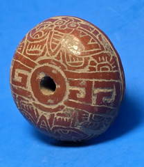 PRE-COLUMBIAN MIXTEC DECORATED CERAMIC SPINDLE WHORL