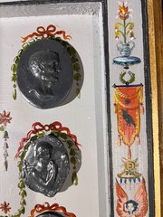 Renaissance Revival Grotesche Painted Frame With Neoclassical Grand Tour Intagli