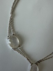 Vintage Silver Noav rhinestone station Y Necklace 18″