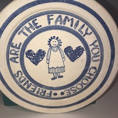 Vintage Pottery Signed Plate “ Friends Are The Family We Choose Fun