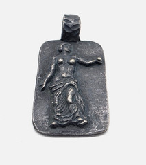 Ancient Greek Roman Silver Pendant Aphrodite Venus Goddess Apple Artifact