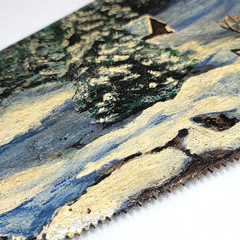 Folk-Art Oil Painting on a Vintage Hand Saw – Winter Deer Scene – Artist Signed