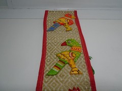 HANDMADE APPLIQUE WORK WALL MAT FROM INDIA FEATURING BIRDS 20″ LONG UNBRANDED