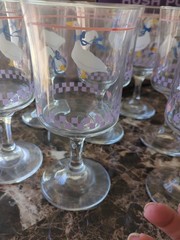 AUNT RHODY GOOSE STEM GLASSES 10 oz. VINTAGE Set of 5 EXCELLENT CONDITION