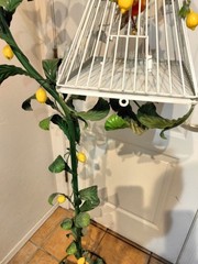 VINTAGE 1960’S ITALIAN TOLEWARE 64″ FREE STANDING NOVELTY DECORATIVE BIRDCAGE