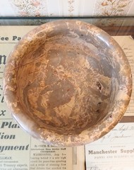 Genuine Vintage Sahara Beige Swirled Marble Footed Bowl – 5.5″ Dia & 3.5″ Tall