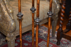 Neoclassical Wooden Walnut Burl & Bronze Pedestal Stand Tall 43 1/2 in