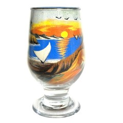 Fortaleza Brazil Vintage Sand Art in Glass Coastal Village Scene at Sunset