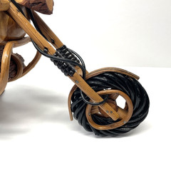 Vtg Wooden Handcrafted Motorcycle Harley Davidson Style ? 6 1/2 Inches High