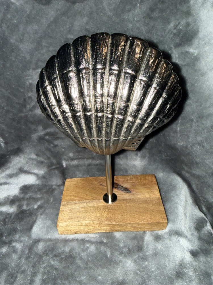 Cast Aluminum Seashell on Stand Beach House Decor