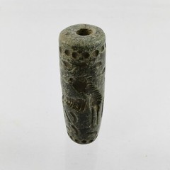 Ancient Sassanian Green​ Jasper Stone Bead Seal Roll Cylinder Intaglio #323