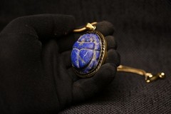 Ancient Egyptian Lapis Lazuli Scarab Pendant Rare Blue Stone Amulet Necklace