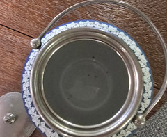 Wedgwood Blue Jasperware Cobalt Biscuit Barrel Silver Plated Lid