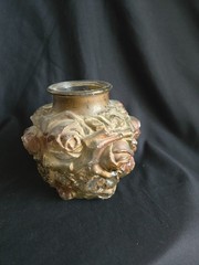 Antique Goofus Glass Vase & Shaker Set