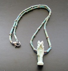 NILE Ancient Egyptian Anubis Amulet Mummy Bead Necklace ca 600 BC