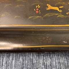 Antique Toleware Tray Hand-painted Metal, Horses & Carriage, Floral, Decor