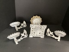 Vintage Cast Iron Metal Tabletop Candle Or Plant Holder Swivel Arms